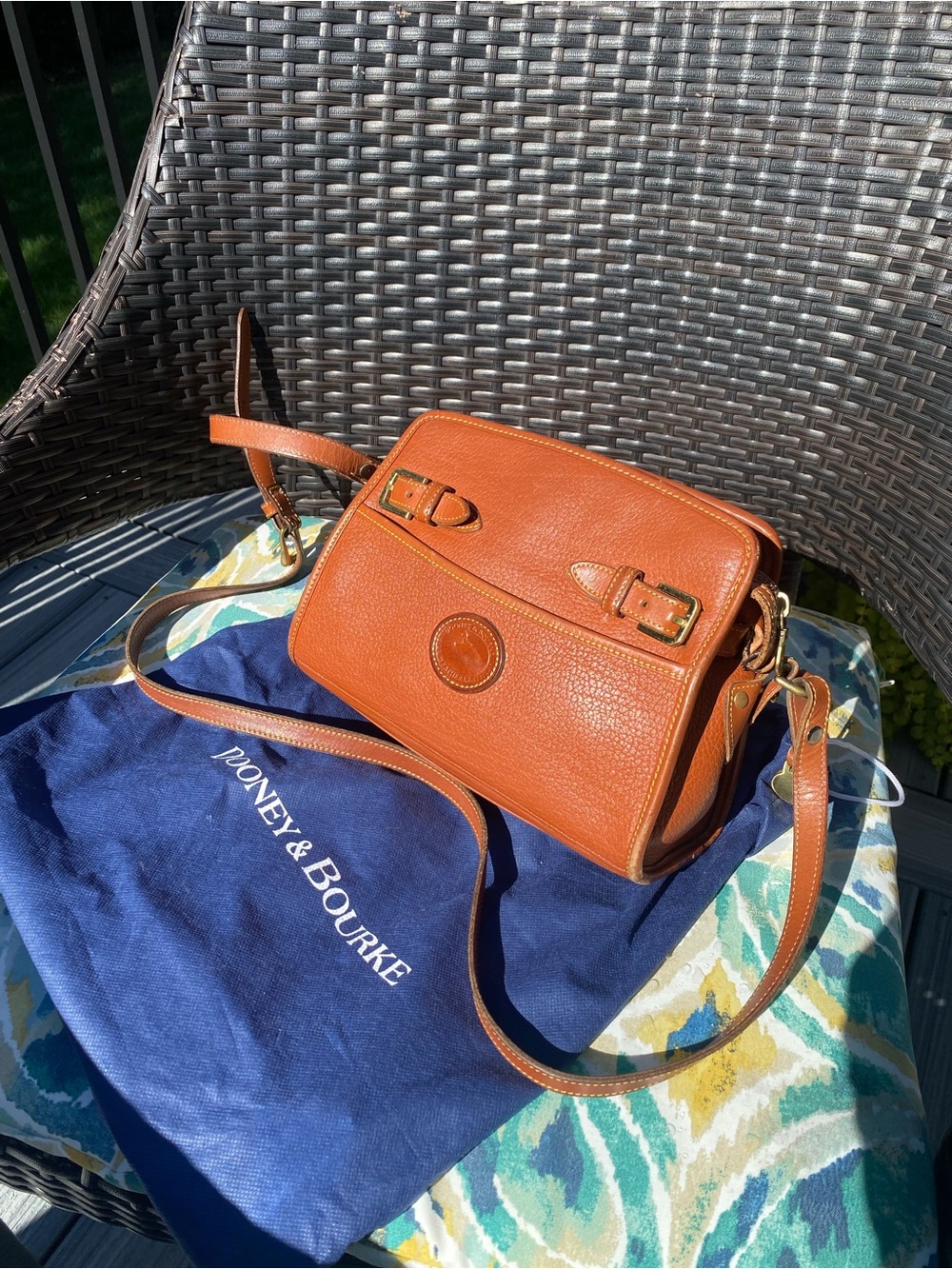 Dooney & Bourke Leather Saddle Bag in Cognac